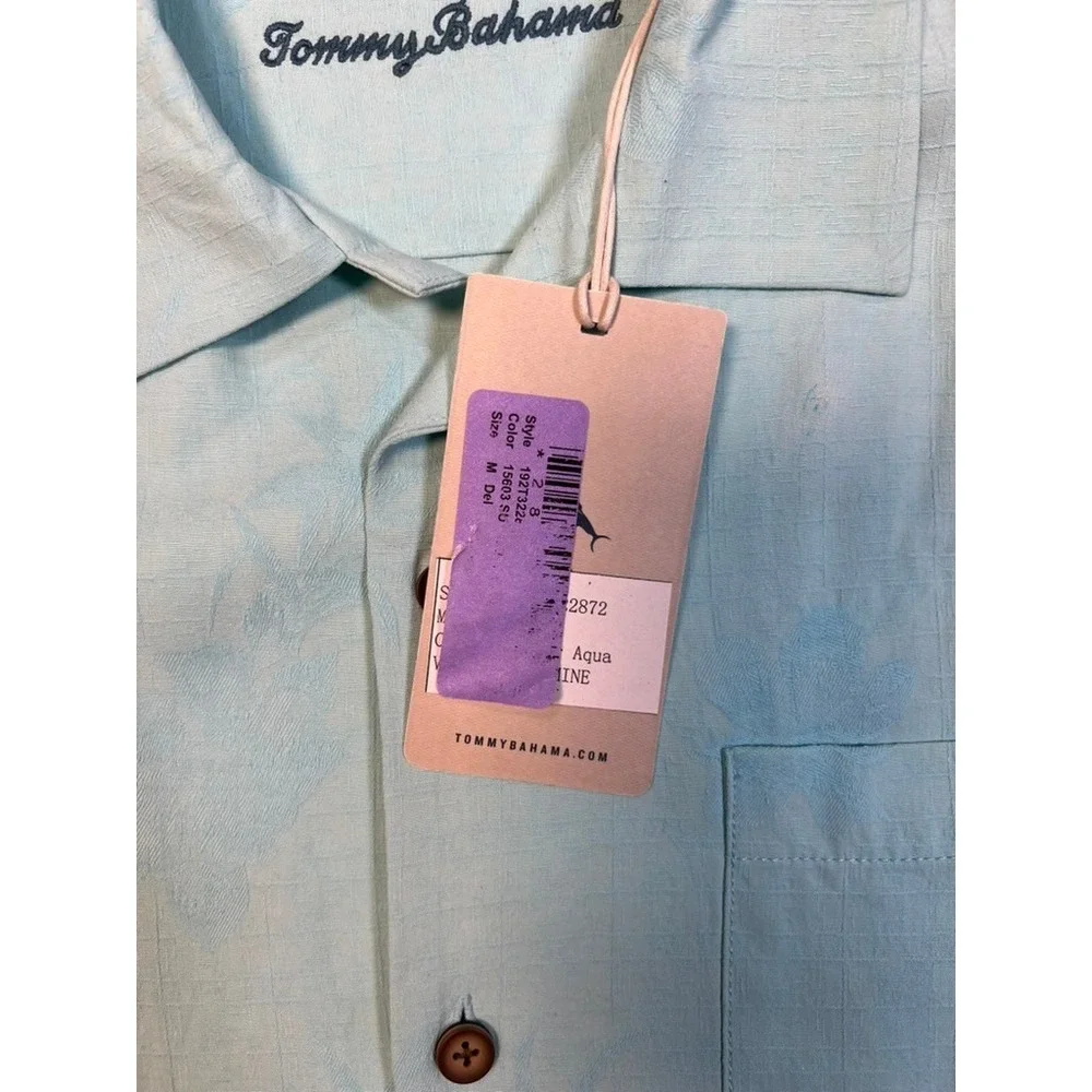 #A069 Tommy Bahama Mens Medium NWT 100% Silk Camp Shirt Mix Master Embroidered - Picture 3 of 7